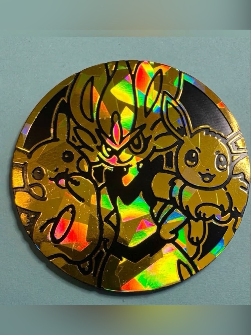 Pokémon TCG Jumbo Pikachu Lucario Eevee Gold Shattered Ice Coin